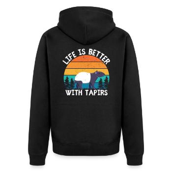 tapir - Unisex Premium Organic Zip Hoodie - black - Back - Nico (187cm)
