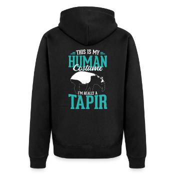 tapir - Unisex Premium Organic Zip Hoodie - black - Back - Nico (187cm)