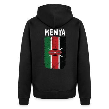 Kenia - Unisex Premium Bio Zip Hoodie - Schwarz - Hinten - Nico (187cm)