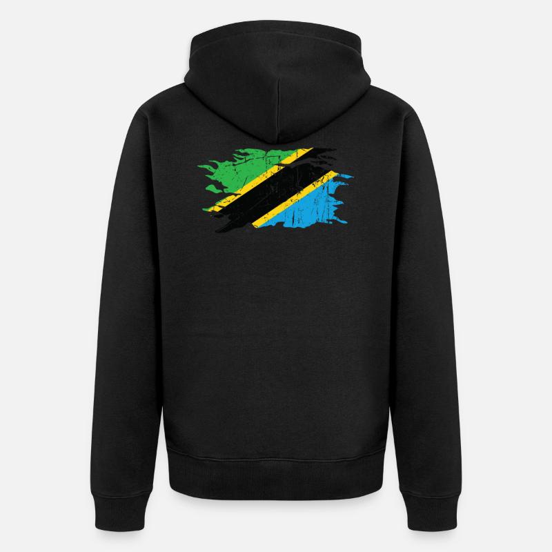 Tansania - Unisex Premium Bio Zip Hoodie - Schwarz
