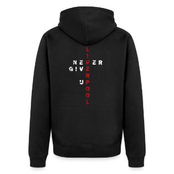 Liverpool - Unisex Premium Bio Zip Hoodie - Schwarz - Hinten - Nico (187cm)