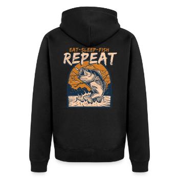 Fischen - Unisex Premium Bio Zip Hoodie - Schwarz - Hinten - Nico (187cm)