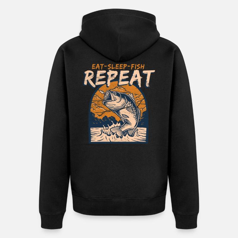 Fischen - Unisex Premium Bio Zip Hoodie - Schwarz