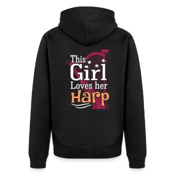 harp - Unisex Premium Organic Zip Hoodie - black - Back - Nico (187cm)