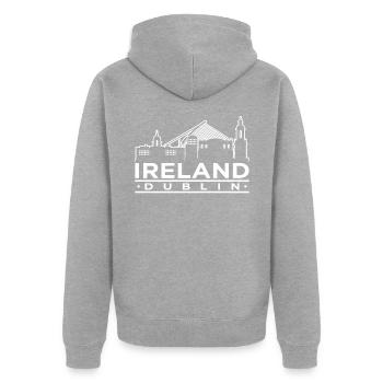 Irland - Unisex Premium Bio Zip Hoodie - Grau meliert - Hinten - Nico (187cm)