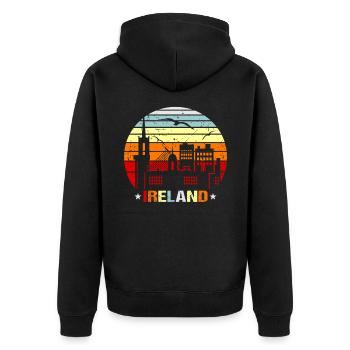 Irland - Unisex Premium Bio Zip Hoodie - Schwarz - Hinten - Nico (187cm)