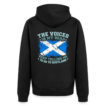 Schottland - Unisex Premium Bio Zip Hoodie - Schwarz - Hinten - Nico (187cm)
