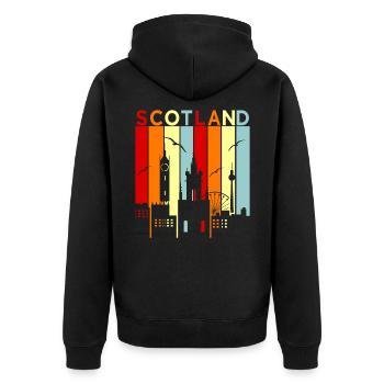 Schottland - Unisex Premium Bio Zip Hoodie - Schwarz - Hinten - Nico (187cm)