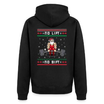 No Lift No gift Fitness Sport Langhantel Humor - Unisex Premium Bio Zip Hoodie - Schwarz - Hinten - Nico (187cm)
