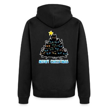 Meowy Christmas Katzen Weihnachtsbaum - Unisex Premium Bio Zip Hoodie - Schwarz - Hinten - Nico (187cm)