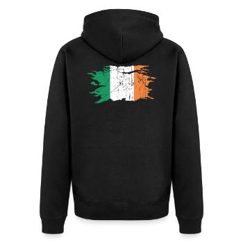 Irland - Unisex Premium Bio Zip Hoodie - Schwarz - Hinten - Nico (187cm)