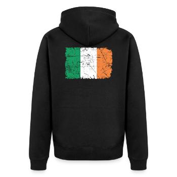 Irland - Unisex Premium Bio Zip Hoodie - Schwarz - Hinten - Nico (187cm)