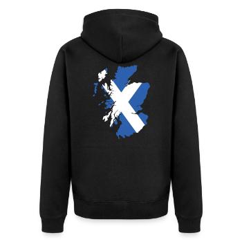 Schottland - Unisex Premium Bio Zip Hoodie - Schwarz - Hinten - Nico (187cm)