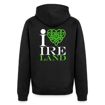 Irland - Unisex Premium Bio Zip Hoodie - Schwarz - Hinten - Nico (187cm)