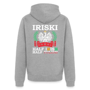 Irland - Unisex Premium Bio Zip Hoodie - Grau meliert - Hinten - Nico (187cm)