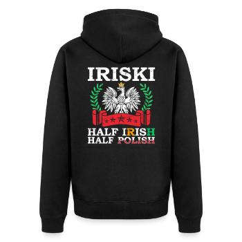 Irland - Unisex Premium Bio Zip Hoodie - Schwarz - Hinten - Nico (187cm)