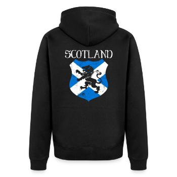 Schottland - Unisex Premium Bio Zip Hoodie - Schwarz - Hinten - Nico (187cm)
