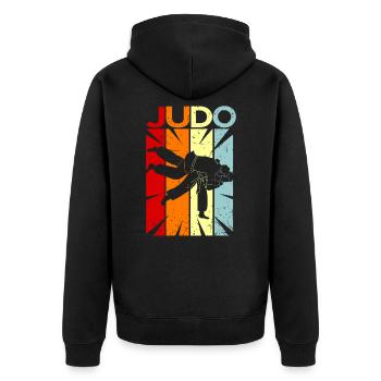 judo - Unisex Premium Organic Zip Hoodie - black - Back - Nico (187cm)