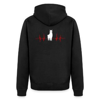 Alpaka Lama Geschenkidee Fluffy Shaggy - Unisex Premium Bio Zip Hoodie - Schwarz - Hinten - Nico (187cm)