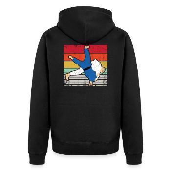 judo - Unisex Premium Organic Zip Hoodie - black - Back - Nico (187cm)