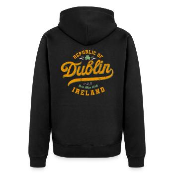 Dublin - Unisex Premium Organic Zip Hoodie - black - Back - Nico (187cm)