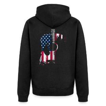 Guitar - Unisex Premium Organic Zip Hoodie - black - Back - Nico (187cm)