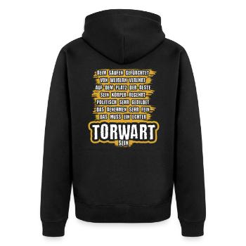 Torwart - Unisex Premium Bio Zip Hoodie - Schwarz - Hinten - Nico (187cm)