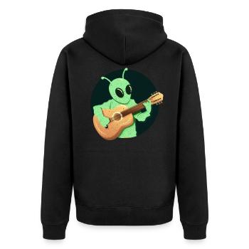 Gitarre - Unisex Premium Bio Zip Hoodie - Schwarz - Hinten - Nico (187cm)