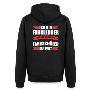 Fahrlehrer hab die besten Fahrschüler der Welt - Unisex Premium Bio Zip Hoodie - Schwarz - Hinten - Nico (187cm)