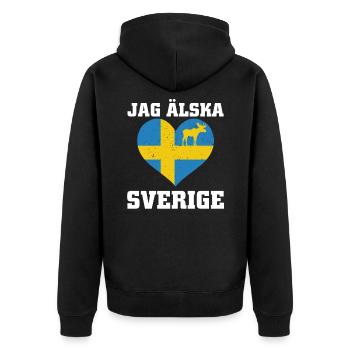 Sweden - Unisex Premium Organic Zip Hoodie - black - Back - Nico (187cm)