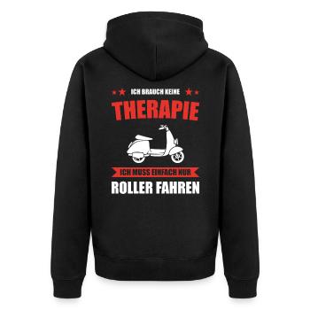 Keine Therapie einfach Roller fahren - Unisex Premium Bio Zip Hoodie - Schwarz - Hinten - Nico (187cm)