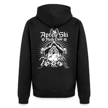 Apres Ski Party Crew - Unisex Premium Bio Zip Hoodie - Schwarz - Hinten - Nico (187cm)