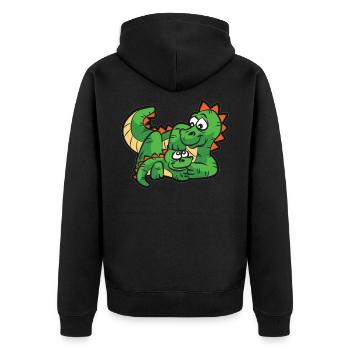 DINO FAMILY Mère Fils Dragon Dino Dinosaure - Veste à capuche bio Premium Unisexe - noir - Dos - Nico (187cm)