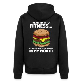 FITNESS FAST-FOOD Humour drôle - Veste à capuche bio Premium Unisexe - noir - Dos - Nico (187cm)