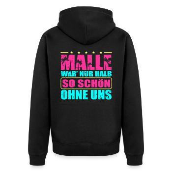Mallorca - Unisex Premium Bio Zip Hoodie - Schwarz - Hinten - Nico (187cm)