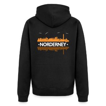 Norderney - Unisex Premium Bio Zip Hoodie - Schwarz - Hinten - Nico (187cm)