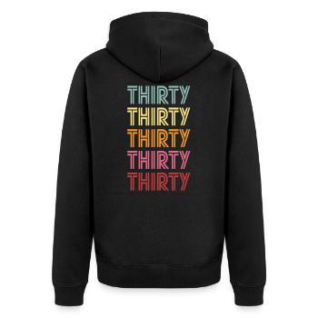 30. Geburtstag - Unisex Premium Bio Zip Hoodie - Schwarz - Hinten - Nico (187cm)