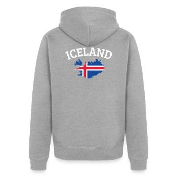 Islande - Veste à capuche bio Premium Unisexe - gris chiné - Dos - Nico (187cm)