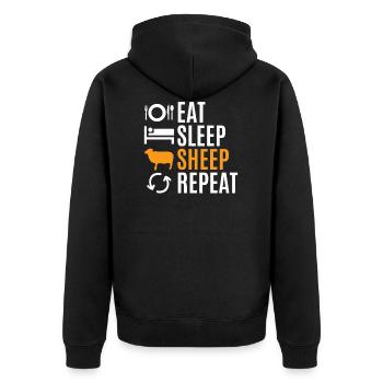 sheep - Unisex Premium Organic Zip Hoodie - black - Back - Nico (187cm)
