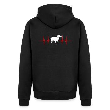 Dackel Hündchen Geschenkidee - Unisex Premium Bio Zip Hoodie - Schwarz - Hinten - Nico (187cm)
