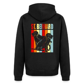 Bernhardiner - Unisex Premium Bio Zip Hoodie - Schwarz - Hinten - Nico (187cm)