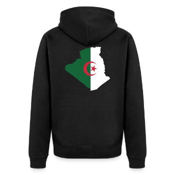 Algerien - Unisex Premium Bio Zip Hoodie - Schwarz - Hinten - Nico (187cm)