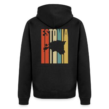 Estland - Unisex Premium Bio Zip Hoodie - Schwarz - Hinten - Nico (187cm)