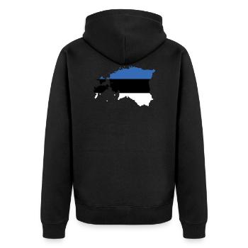 Estland - Unisex Premium Bio Zip Hoodie - Schwarz - Hinten - Nico (187cm)