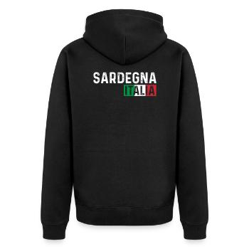 Sardegna Italia Sardinien Italien - Unisex Premium Bio Zip Hoodie - Schwarz - Hinten - Nico (187cm)