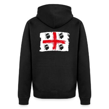 Sardinien Flagge - Unisex Premium Bio Zip Hoodie - Schwarz - Hinten - Nico (187cm)