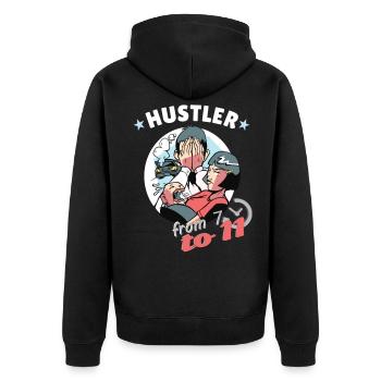 Papa Vater Familie Hustler Geschenkidee - Unisex Premium Bio Zip Hoodie - Schwarz - Hinten - Nico (187cm)