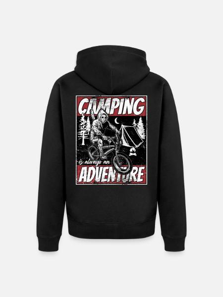 Camping Abenteuer - Unisex Premium Bio Zip Hoodie - Schwarz