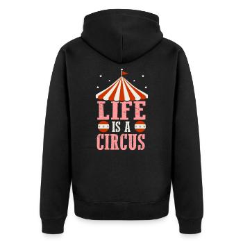 circus - Unisex Premium Organic Zip Hoodie - black - Back - Nico (187cm)