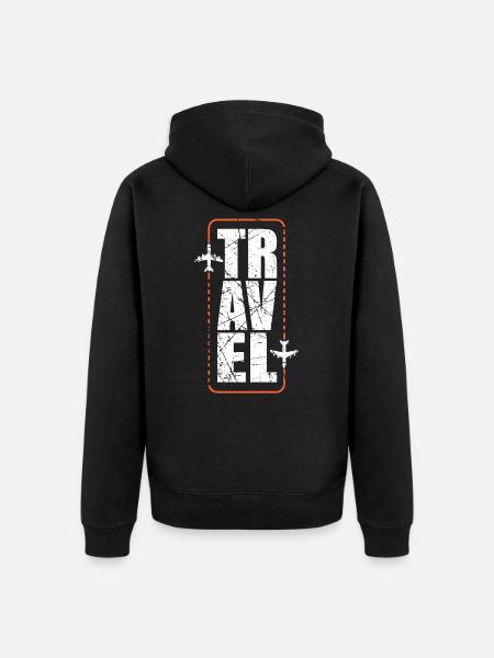 travel - Unisex Premium Organic Zip Hoodie - black